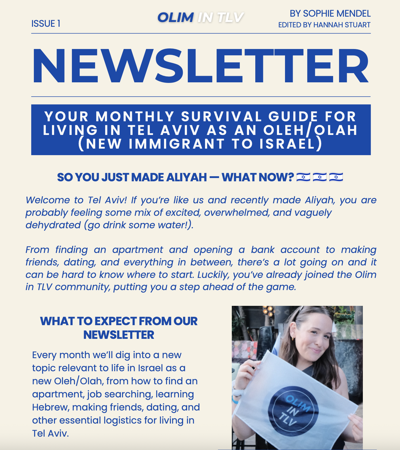 Olim in Tel Aviv Newsletter Issue 1