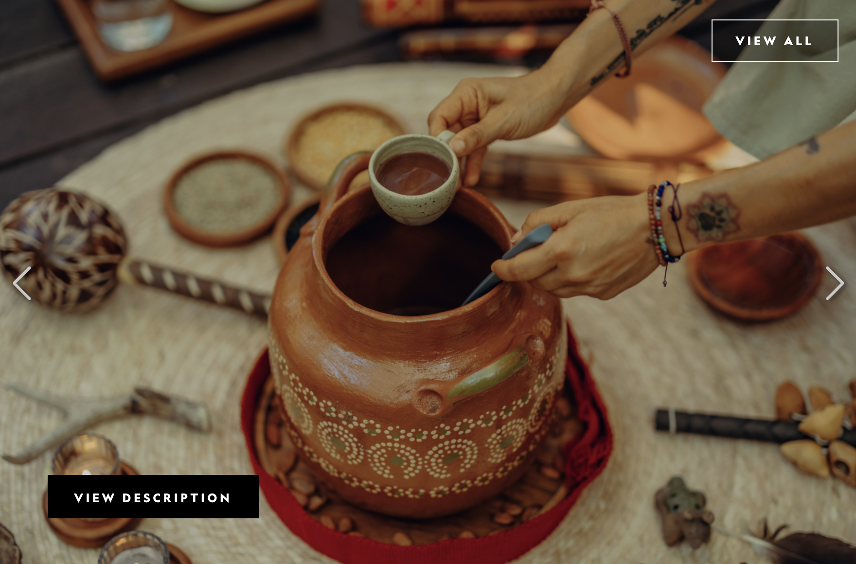 Traditional cacao served from a handcrafted clay pot at Maroma