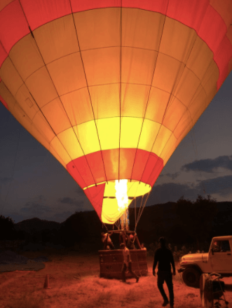 Preparing the balloon for takeoff