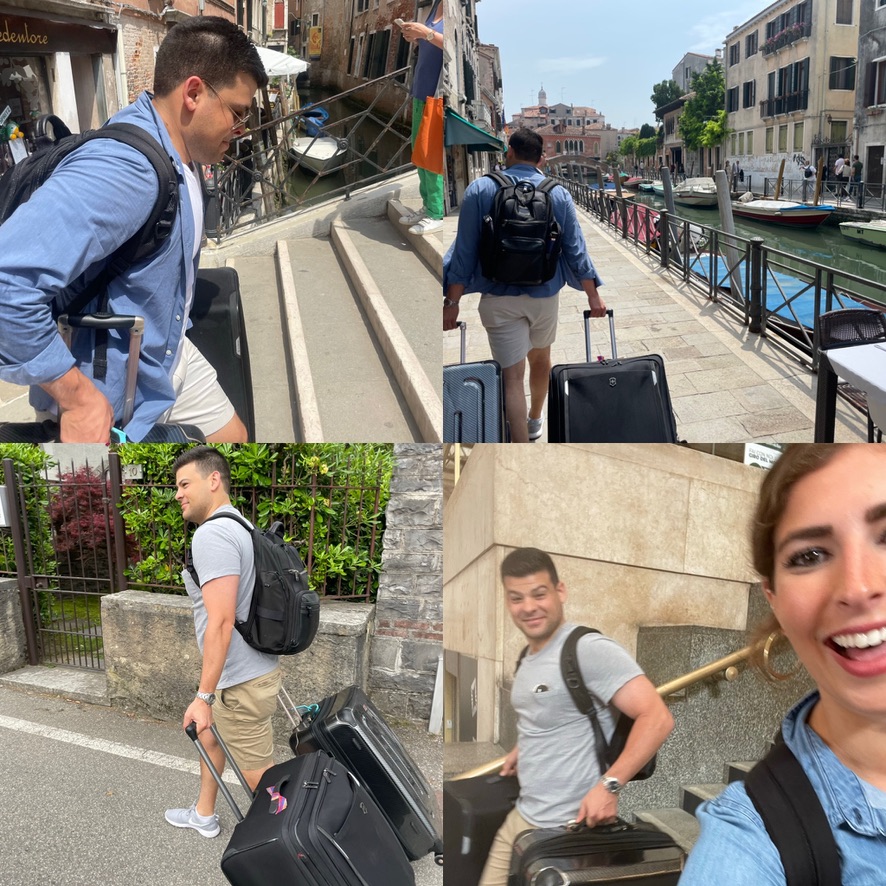My boyfriend lugging my bags around Italy