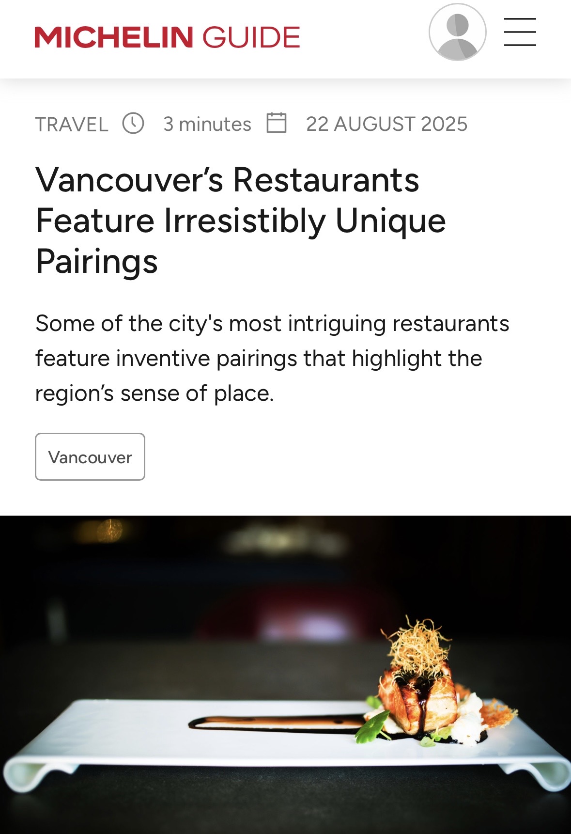 MICHELIN Guide — Vancouver pairings